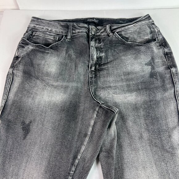 Judy Blue Jeans Women's Plus 33x26* Skinny High Rise Black Raw Hem Denim Tag 16W - Picture 2 of 16
